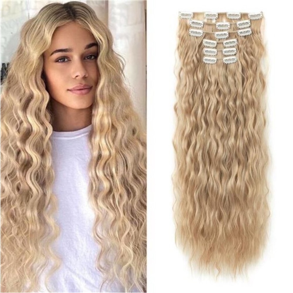 6PCS Clip In Hair Extensions, 24" Blonde